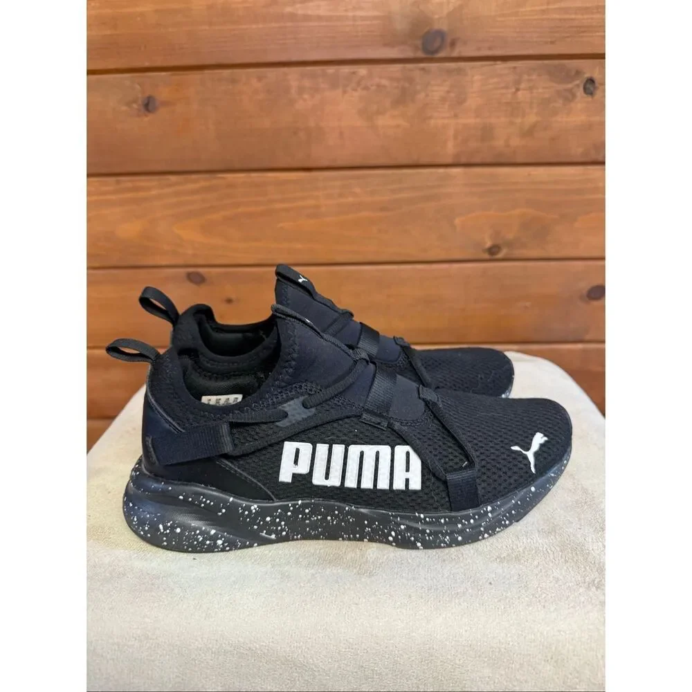 Puma Pacer Future Slip-On sneakers black with a white speckled sole Sz 7 Youth